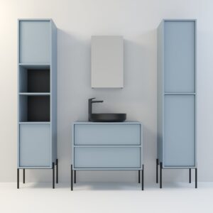 Minimal Badschränke mit 2 Schubladen - Blauer Denim