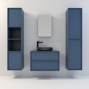 Minimal 2 Hängende Badschränke mit 2 Schubladen - Tirolerblau