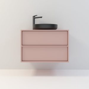 Minimal 2 Hängende Badschränke mit 2 Schubladen - Antike Rose