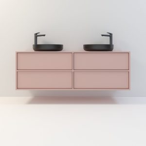 Minimal 4 Hängende Badschränke mit 4 Schubladen - Antike Rose