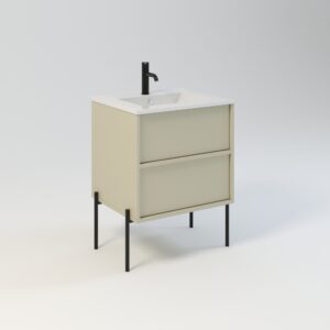 Minimal 2 Waschtischunterschränke mit Waschbecken - Salbeigrün